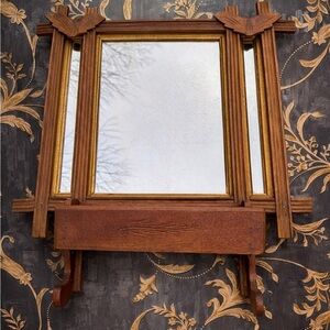 Antique 1860's Eastlake Gentleman Hanging Shaving Mirror